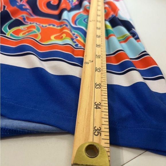 Ronni Nicole Women's Abstract Paisley Cold Shoulder Dress Blue Orange Size 12 - Picture 10 of 16